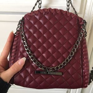 Steve Madden Quilted Crossbody Hand Bag Burgundy